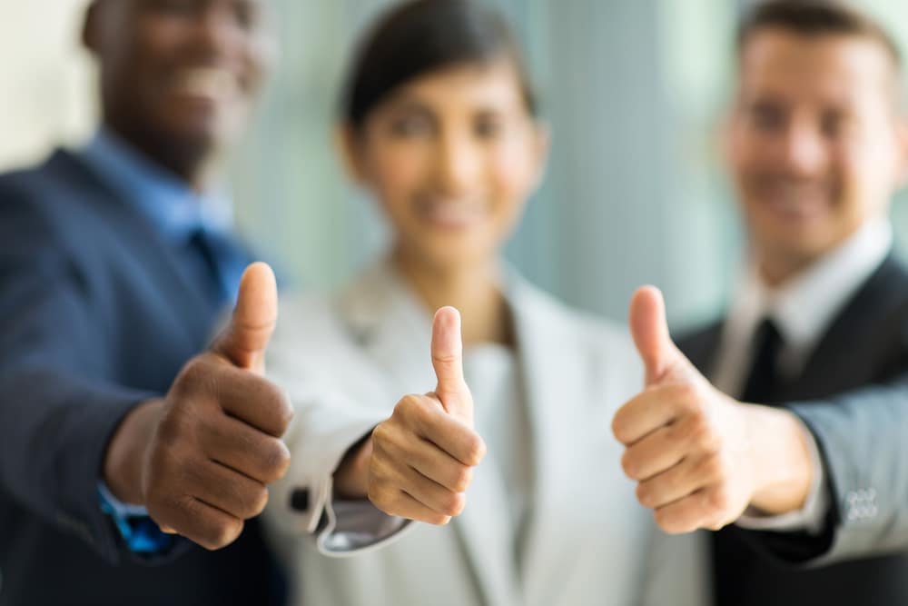 thumbs up business friends happy smile