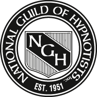 Hypnotherapy training course offering NGH training - showing NGH logo of black circle with white text.